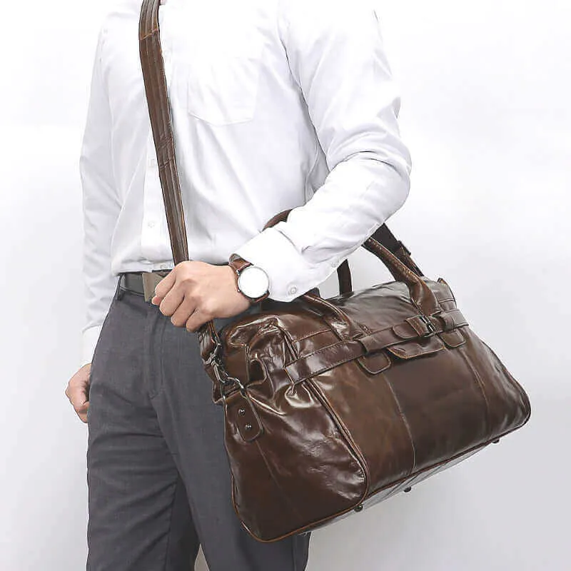 Leather Travel Bag NZ - Premium Coffee Leather Bag