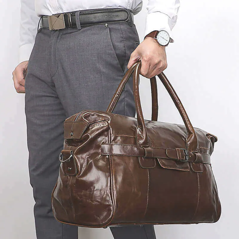 Leather Travel Bag NZ - Premium Coffee Leather Bag