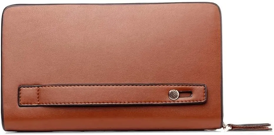 Leather Wallet Pu Leather Wallet Fashion Large Capacity Long Purse Clutch for Men and Women Retro Business Casual Coin Pocket Large Capacity (Black,12x20.5cm)