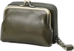 Leather Wallet Pu Leather Women's Wallet Fashion Large Capacity Ladies Purse Clutch Elegant Casual Short Coin Pocket Large Capacity (Green,11x8cm)