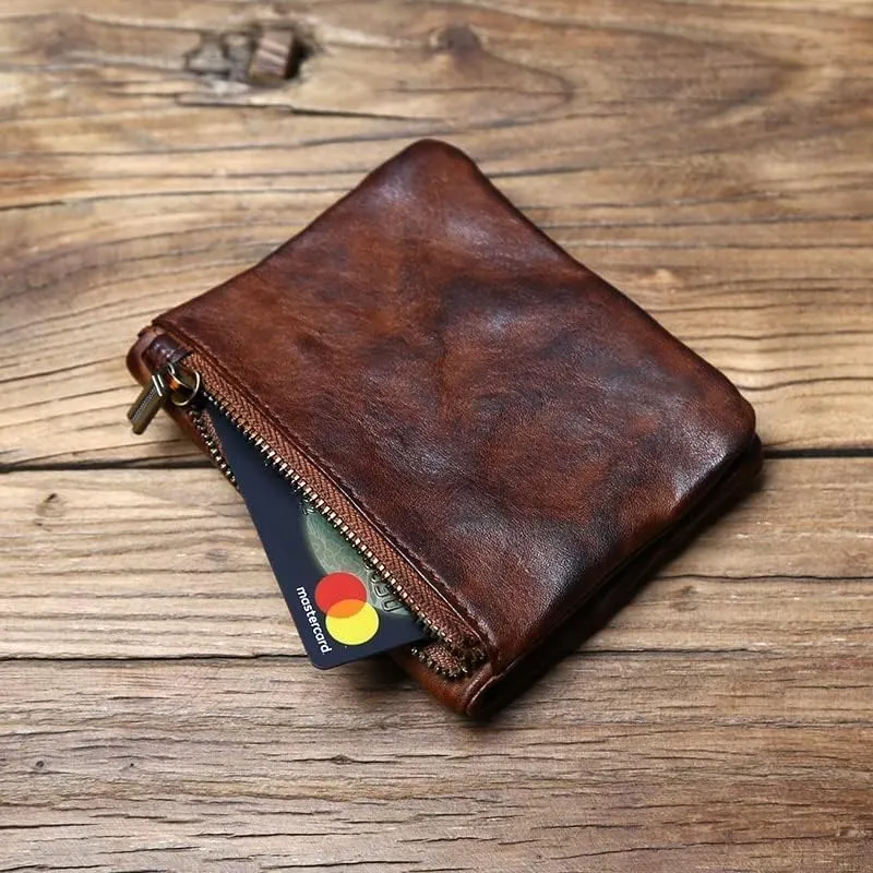 Leather Wallet Pu Leather Women's Wallet Retro Short Zipper Purse Clutch for Girls Large Capacity Fashion Coin Pocket Card Holder Large Capacity (Co,9.5x11.5cm)