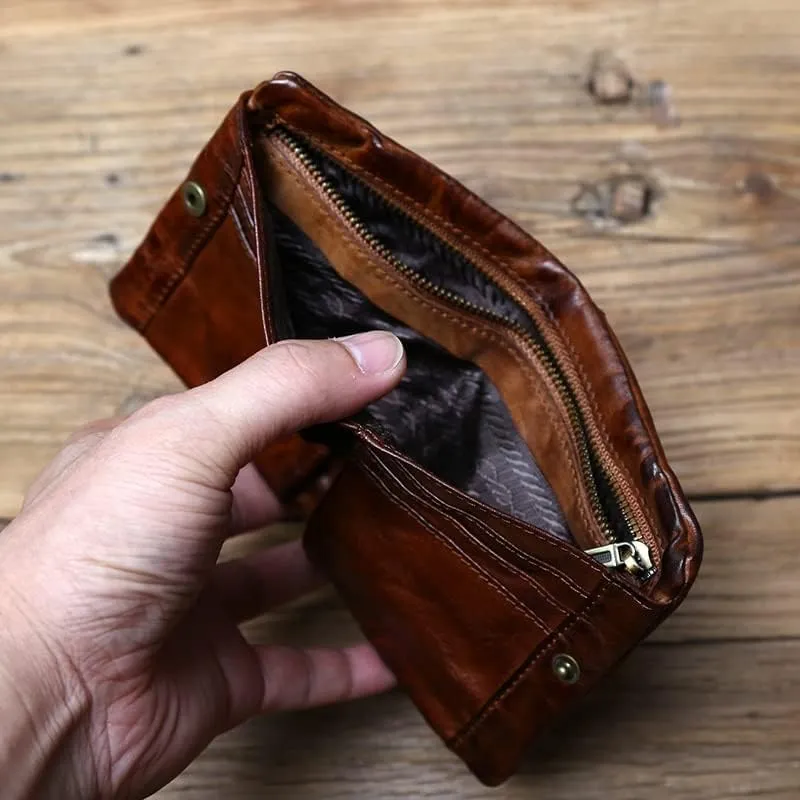 Leather Wallet Pu Leather Women's Wallet Retro Short Zipper Purse Clutch for Girls Large Capacity Fashion Coin Pocket Card Holder Large Capacity (Co,9.5x11.5cm)