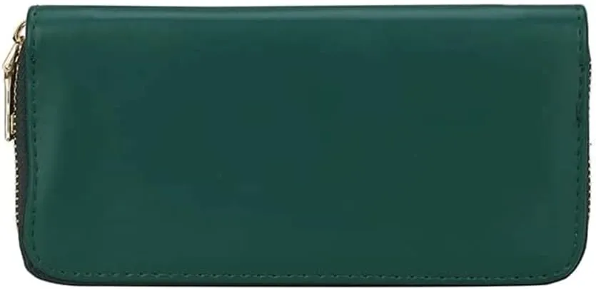 Leather Wallet Women's Pu Leather Wallet Fashion Solid Long Zipper Purse Clutch for Girls Ladies Large Capacity Coin Pocket Clutch Large Capacity (Gr,9.5x19cm)