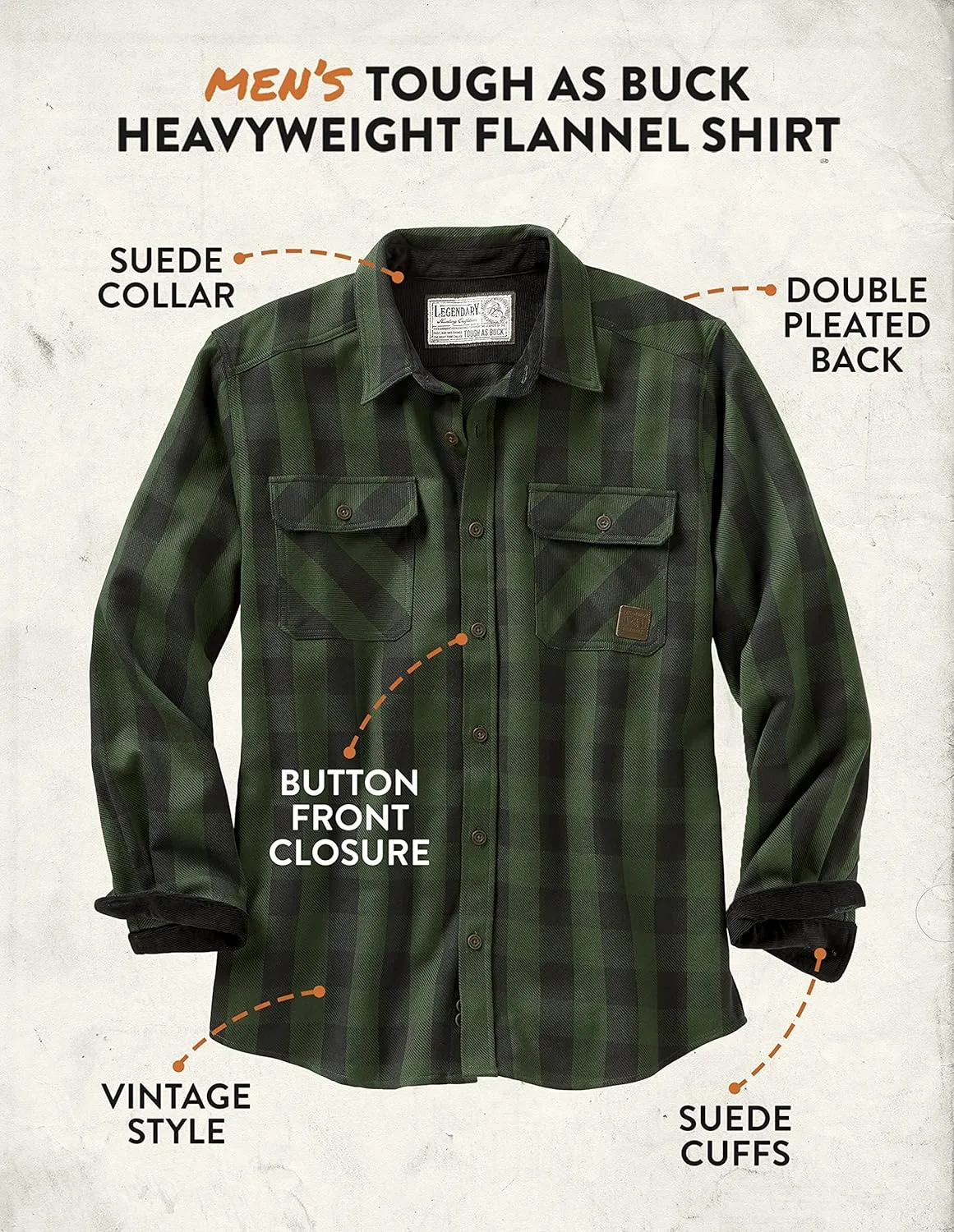 Legendary Whitetails Men's Tough as Buck Heavyweight Flannel Shirt