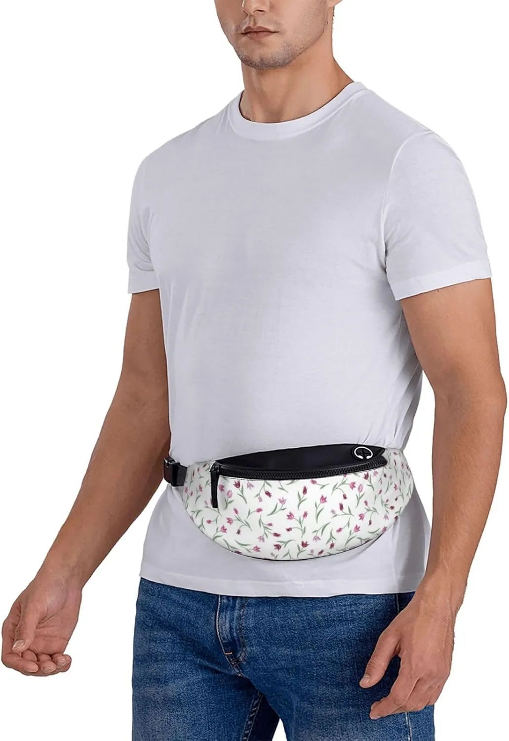 Leisure Sports Crossbody Bag Running Casual Hands-Free Wallets Waist Pack for Man Woman Father's Day for Dad Blooming Flower