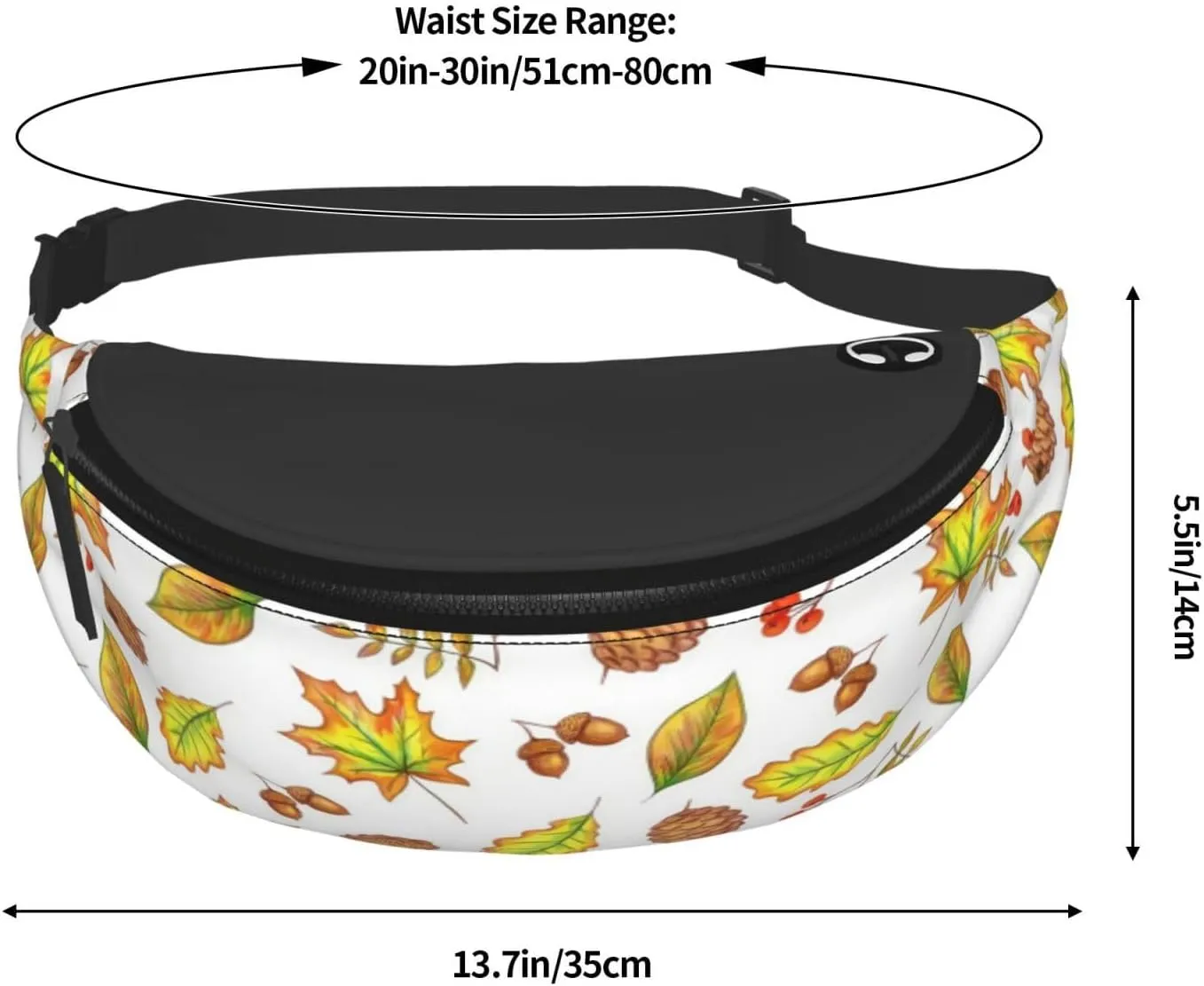 Leisure Sports Crossbody Bag Running Casual Hands-Free Wallets Waist Pack for Man Woman Father's Day for Dad Pine Nut Leaves