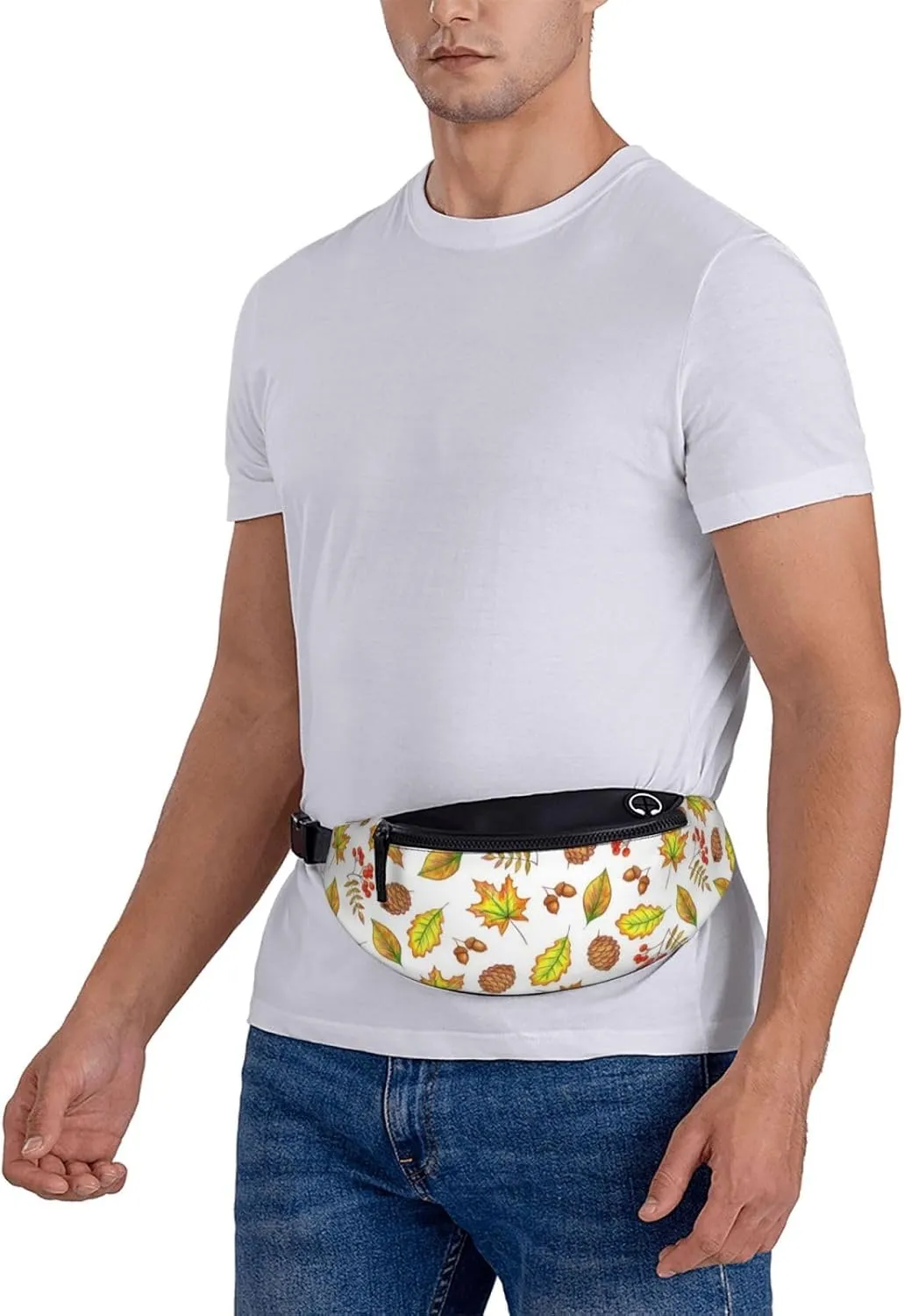 Leisure Sports Crossbody Bag Running Casual Hands-Free Wallets Waist Pack for Man Woman Father's Day for Dad Pine Nut Leaves
