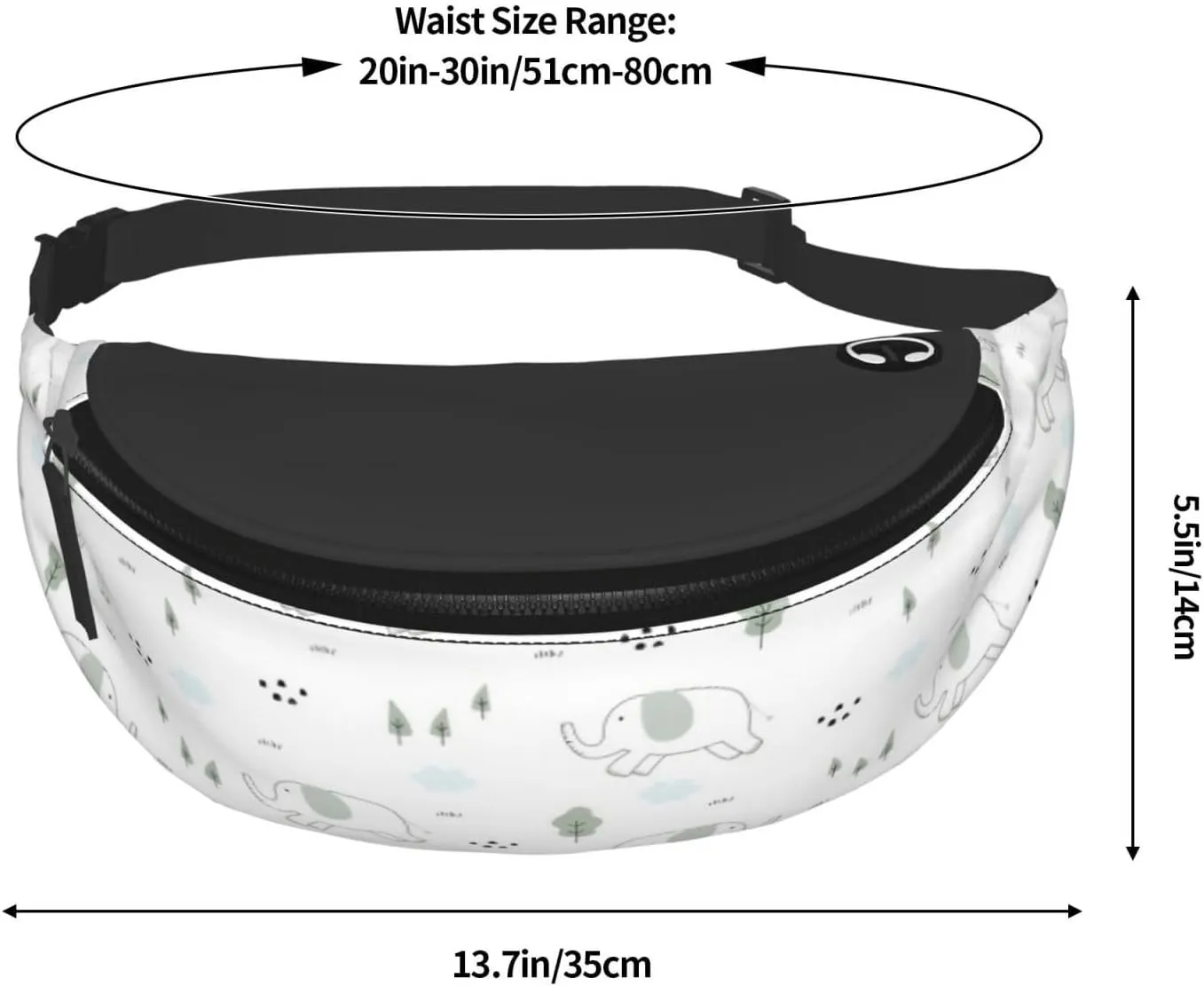 Leisure Sports Crossbody Bag Running Casual Hands-Free Wallets Waist Pack for Man Woman Father's Day for Dad Running Elephant