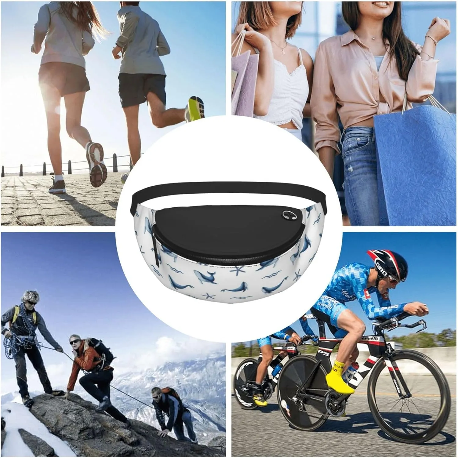 Leisure Sports Crossbody Bag Running Casual Hands-Free Wallets Waist Pack for Man Woman Father's Day for Dad Whale Starfish