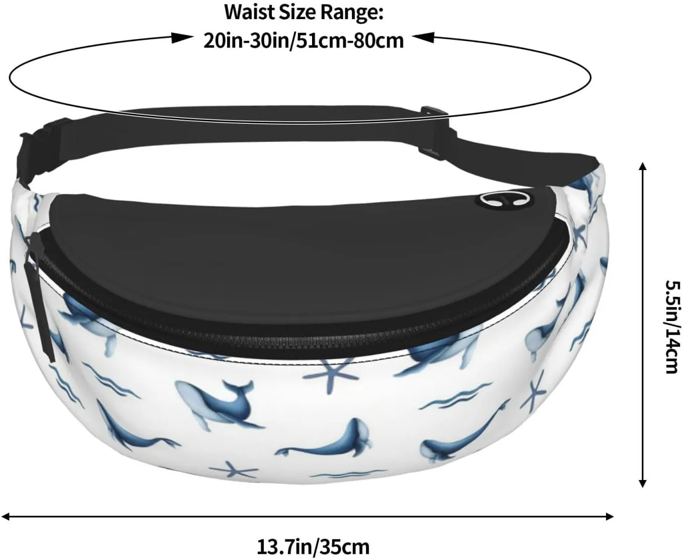 Leisure Sports Crossbody Bag Running Casual Hands-Free Wallets Waist Pack for Man Woman Father's Day for Dad Whale Starfish