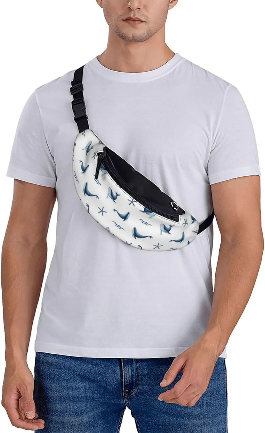 Leisure Sports Crossbody Bag Running Casual Hands-Free Wallets Waist Pack for Man Woman Father's Day for Dad Whale Starfish
