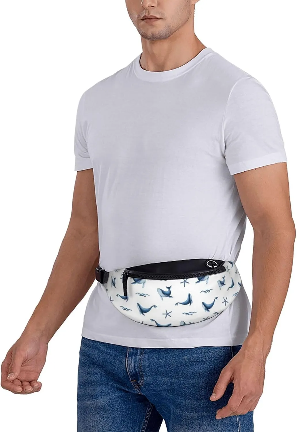 Leisure Sports Crossbody Bag Running Casual Hands-Free Wallets Waist Pack for Man Woman Father's Day for Dad Whale Starfish