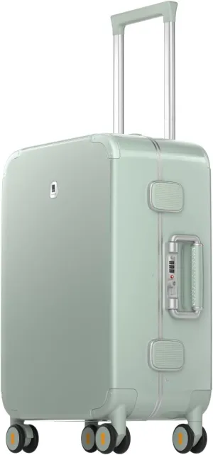 LEVEL8 Zipperless Carry On Luggage Airline Approved with Aluminum Frame, Cute Hardside Suitcase with Spinner Wheels, Metal Rolling Travel Case with Tsa Locks, 20 Inch, Light Green