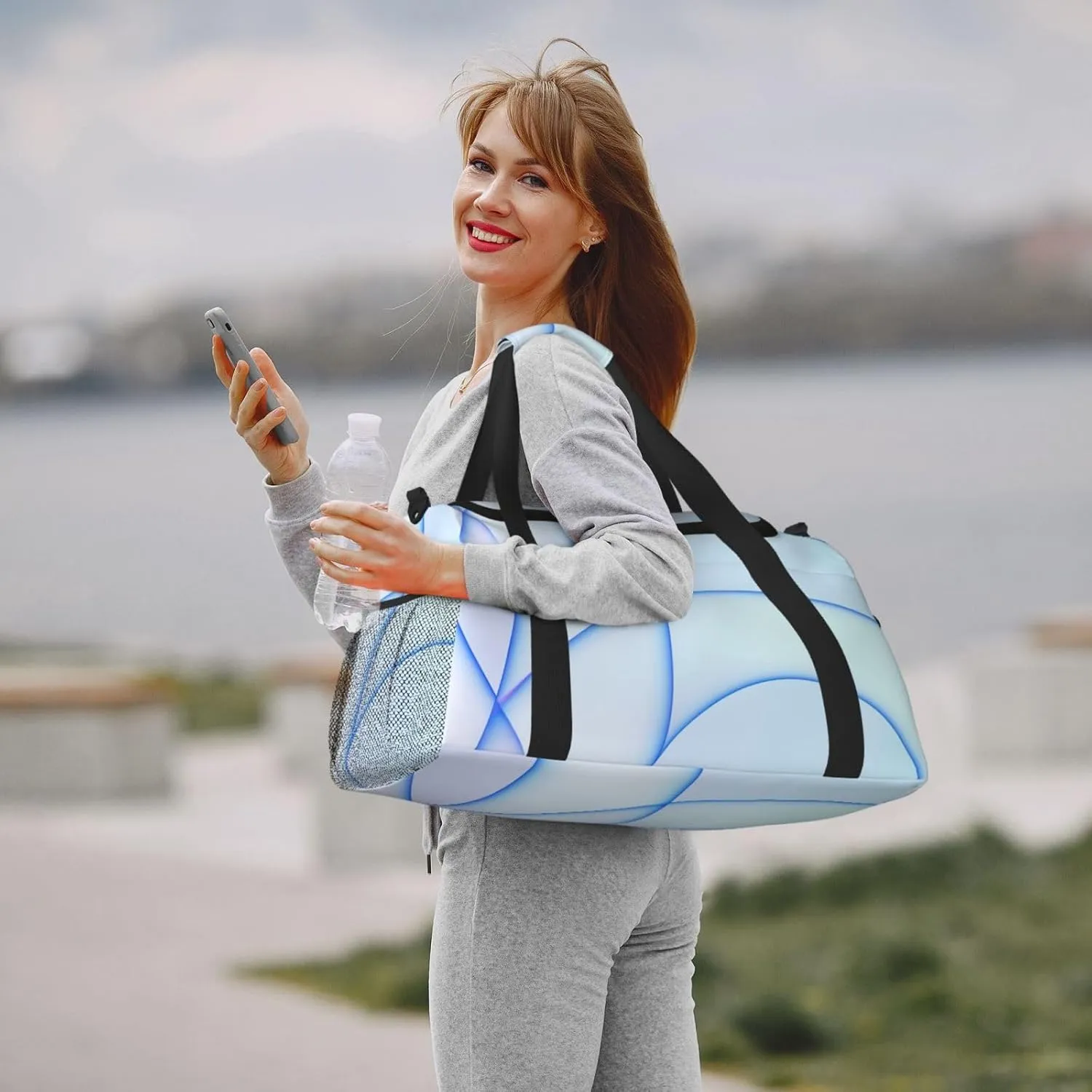 Light Blue Imac Travel Duffel Bag Large Foldable Waterproof Overnight Bag For Beach Swim Bags Pool Sports Gym