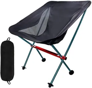 Lightweight Folding Camping Chair, Outdoor Portable Backpacking Chair for Adults, Aluminum Compact Foldable Beach Chairs for Hiking, Fishing, Picnic, Supports 330Lbs,Black (Black One Size)