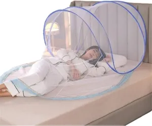 Lightweight Home Head Cover Mosquito Net Ensures Sleep, Simple Operation, No Installation, Foldable, Can Also Be Used in Student Dormitories, Outdoor Camping, No More Bites(Blue)