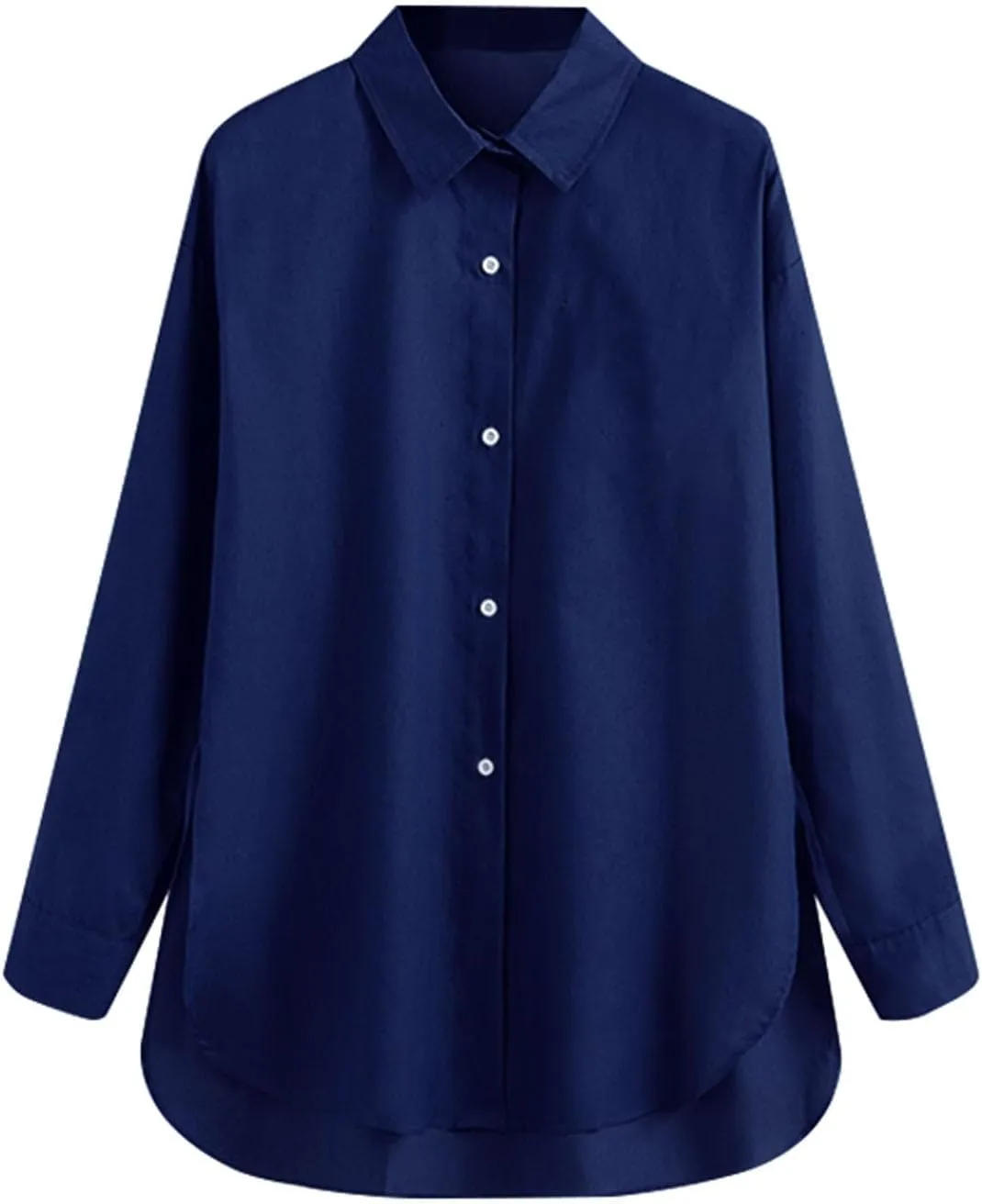 Linen Tops for Women Casual Loose Solid Color Long Sleeve Stand Collar Shirt Cover Ups for Swimwear Women Blue Linen