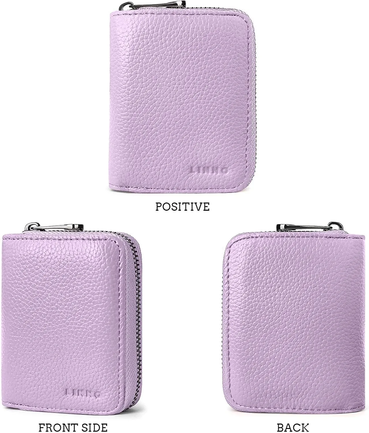 Linno RFID 20 Slots Credit Card Holder Genuine Leather Small Wallet for Women or Men with Zipper
