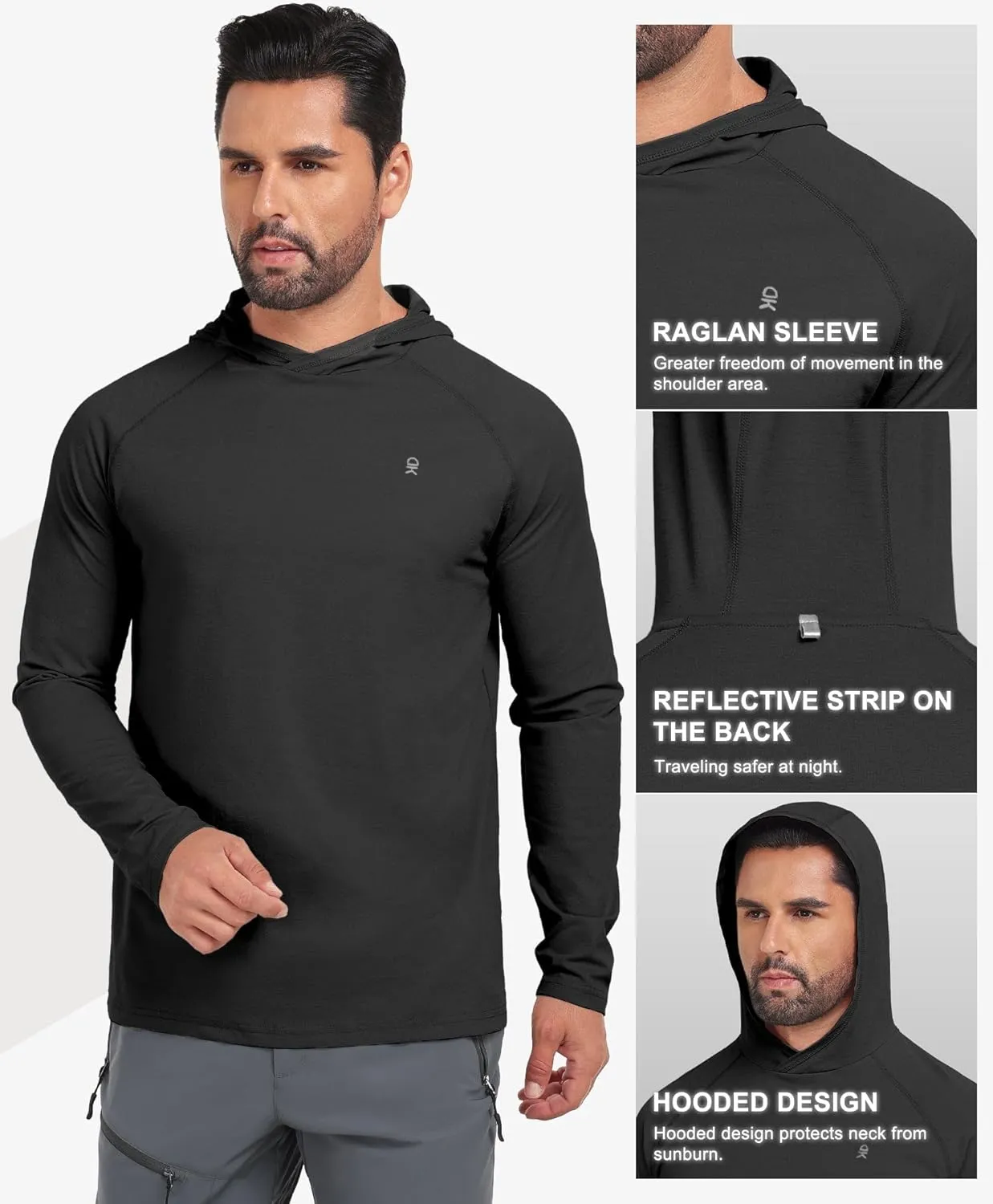 Little Donkey Andy Men's Quick Dry UPF Hoodie Shirt Long Sleeve Breathable UV Protection for Fishing Hiking