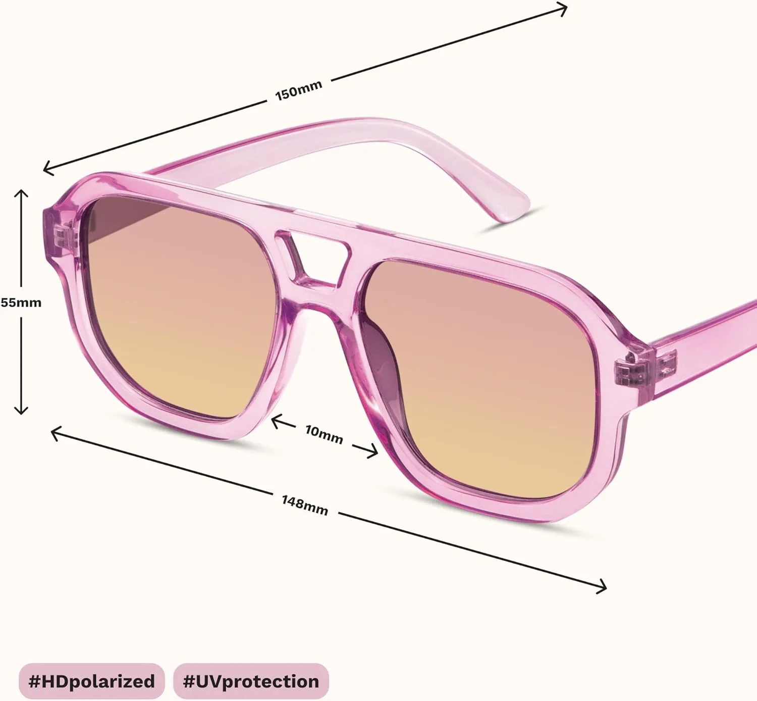 livho Trendy Polarized Square Aviator Sunglasses Women Men Square Eyewear Frame, Retro Sun Glasses for Women Men 2025 Shades