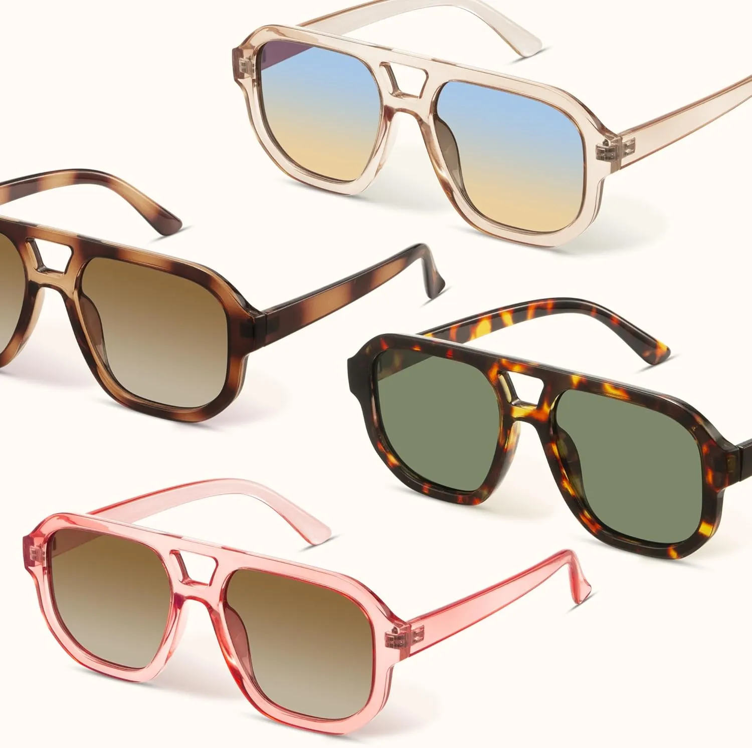 livho Trendy Polarized Square Aviator Sunglasses Women Men Square Eyewear Frame, Retro Sun Glasses for Women Men 2025 Shades