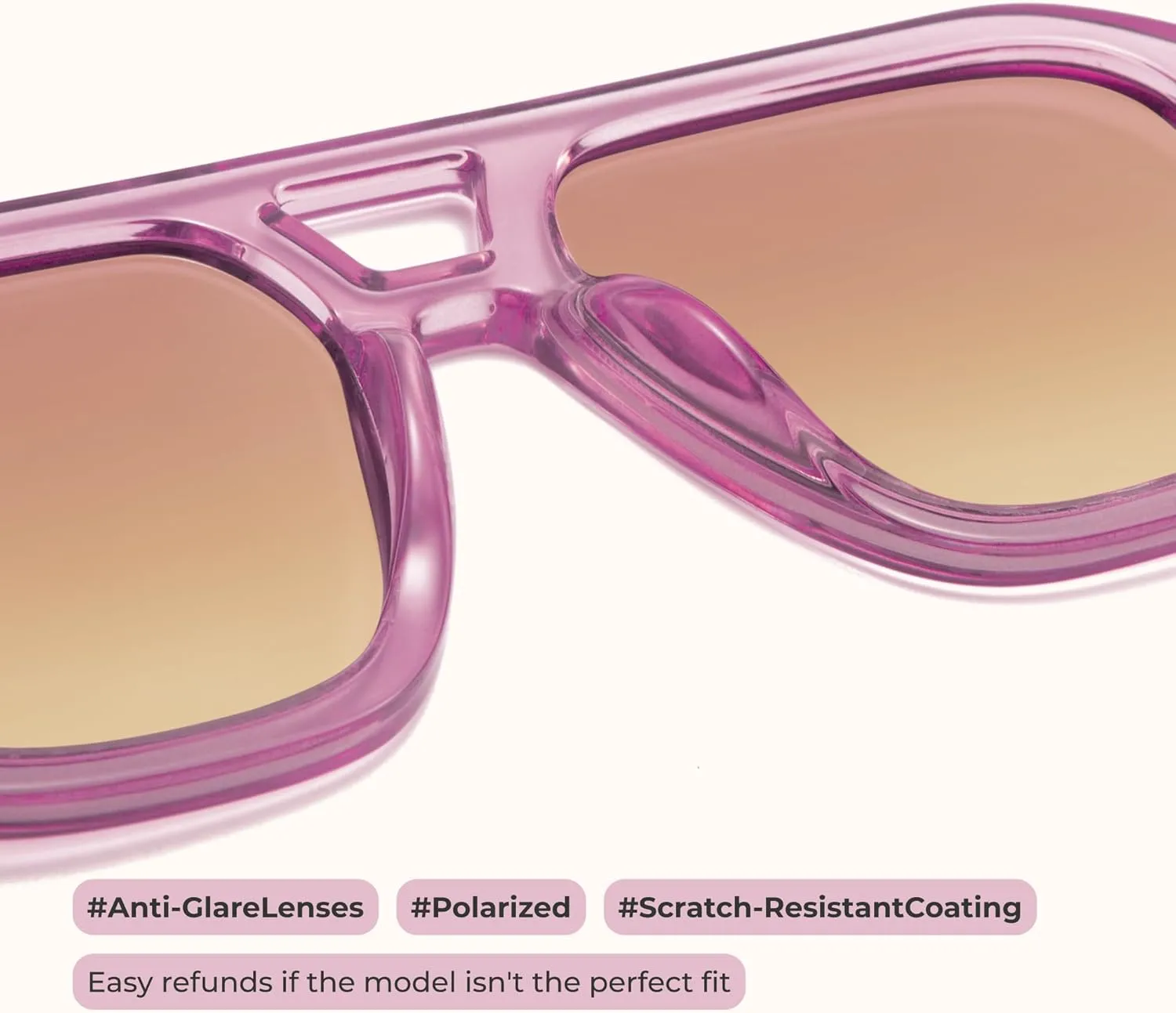 livho Trendy Polarized Square Aviator Sunglasses Women Men Square Eyewear Frame, Retro Sun Glasses for Women Men 2025 Shades