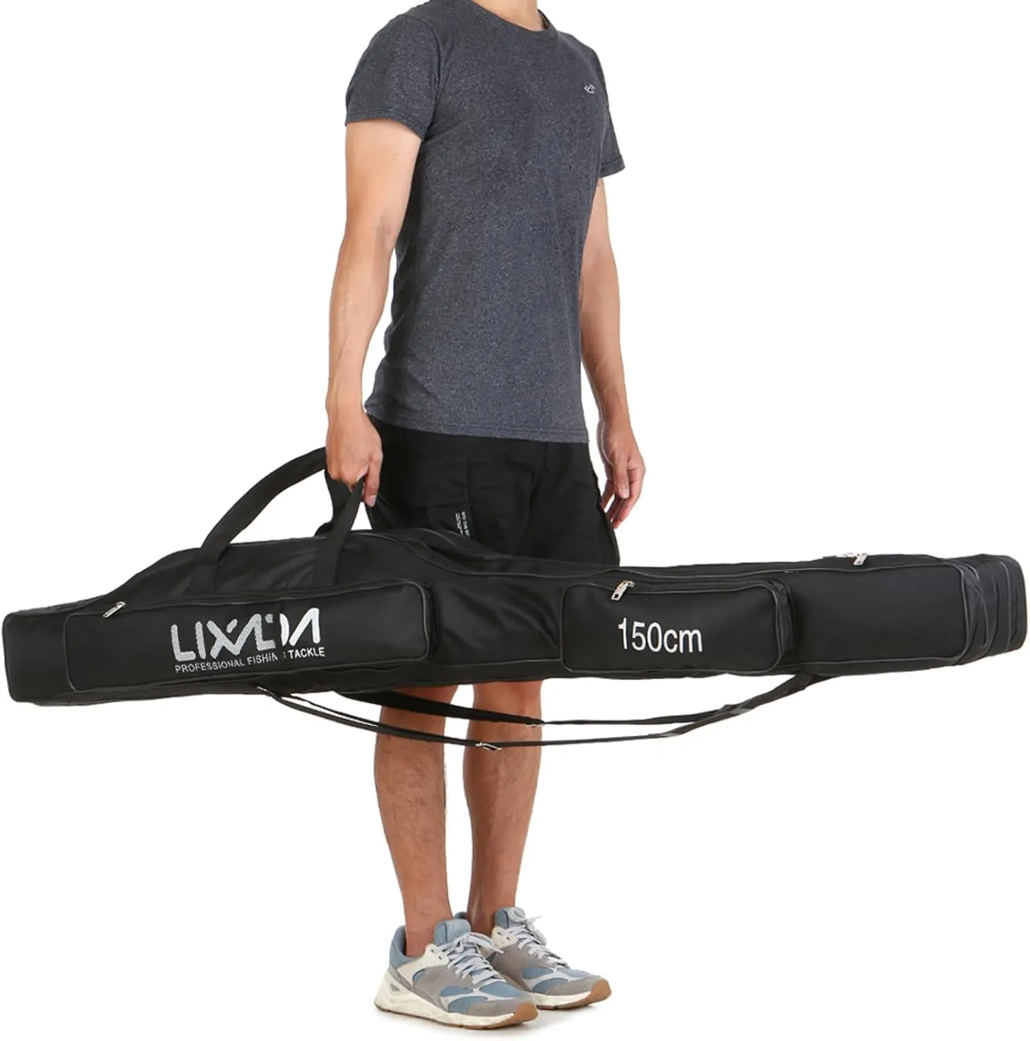 Lixada Fishing Rod Case, 3 Layers Oxford Fishing Rod Bag, Portable Foldable Fishing Pole Bag, Fishing Rod Carrier Fishing Tackle Storage Bag Travel Carry for Fishing Gear & Equipment