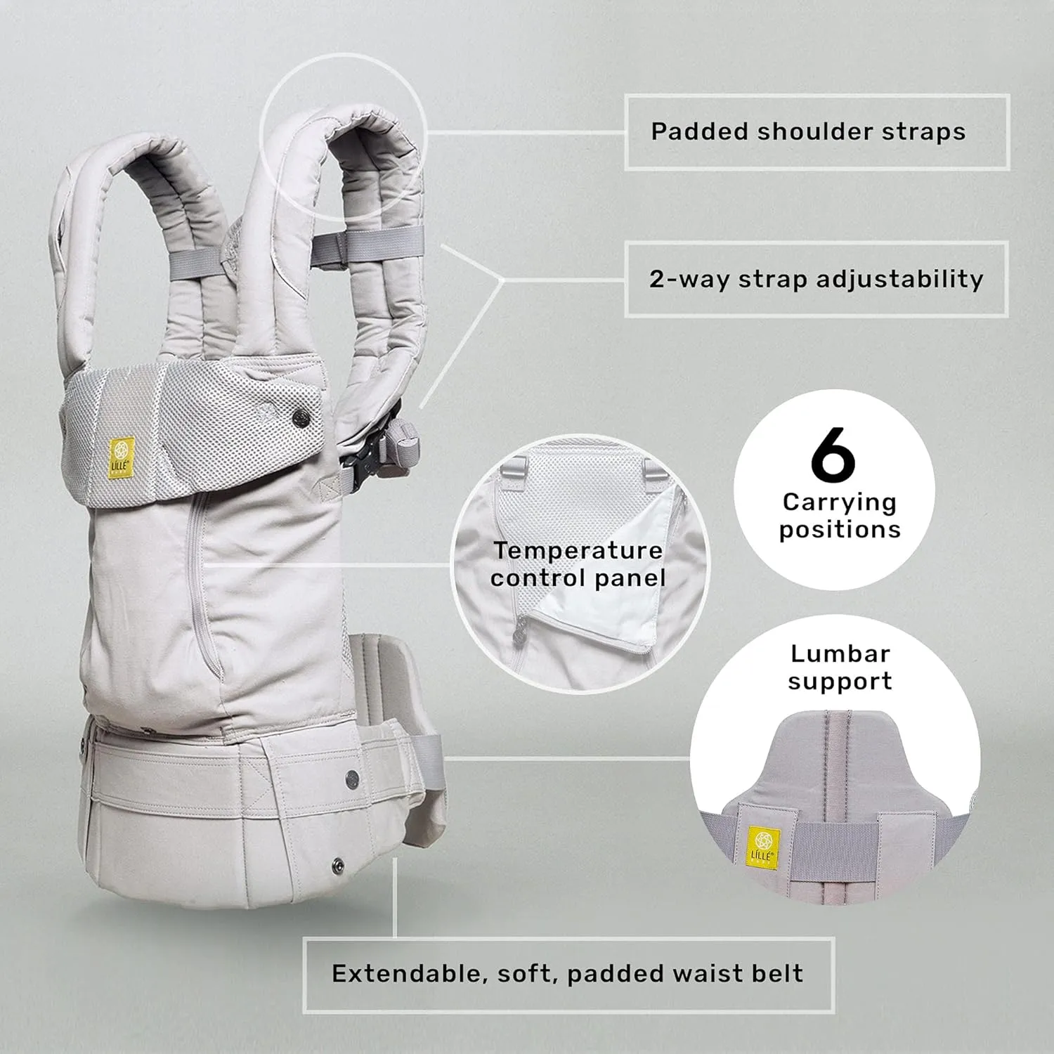 LÍLLÉbaby Complete All Seasons Ergonomic 6-in-1 Baby Carrier Infant to Toddler with Lumbar Support (7-45 Pounds), 360 Degree Baby Wearing & Multi-Position, Inward & Outward Facing (Chambray)