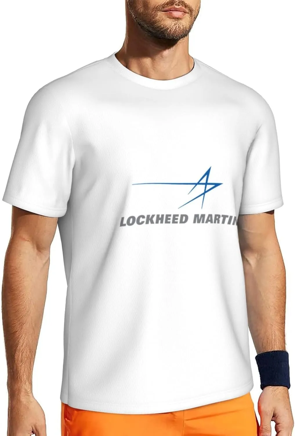 Lockheed Martin Mesh Workout Shirts for Men Dry Fit Quick Dry Athletic Short Sleeve T-Shirt Moisture
