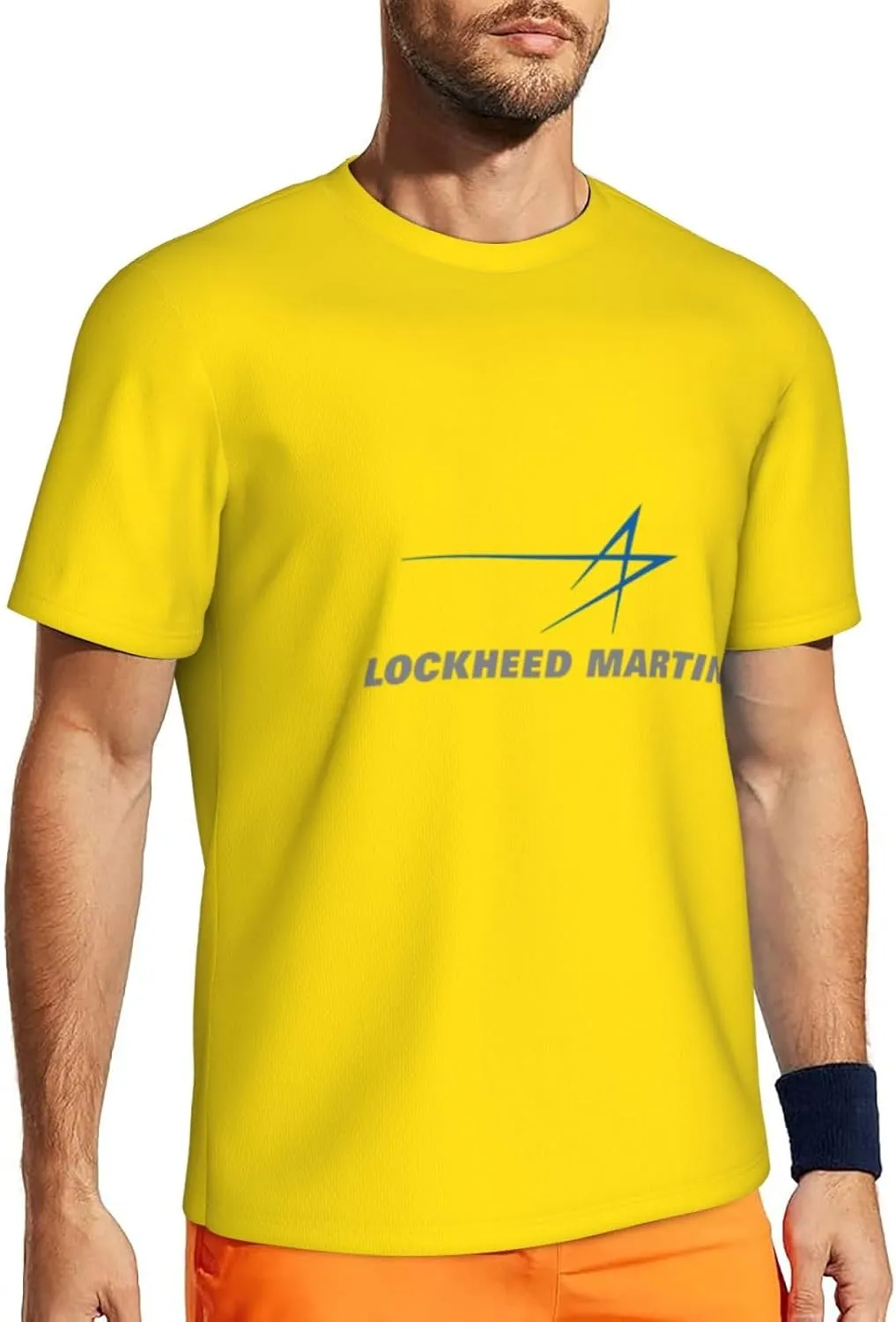 Lockheed Martin Mesh Workout Shirts for Men Dry Fit Quick Dry Athletic Short Sleeve T-Shirt Moisture