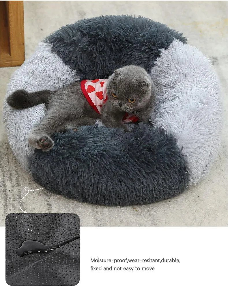 Long Plush Donut Soft Pet Bed