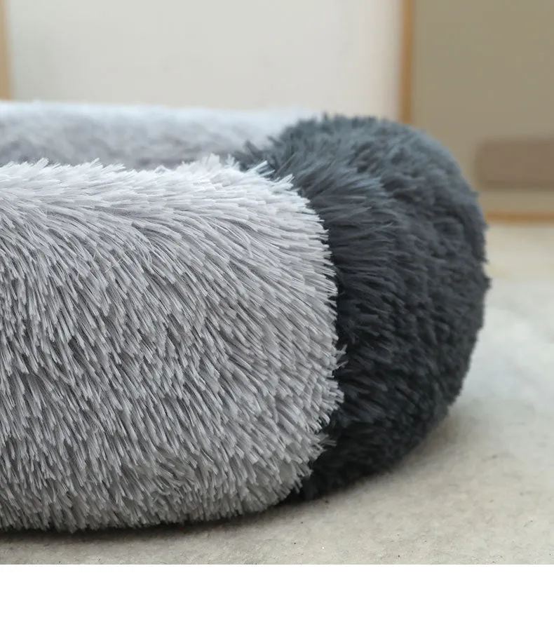 Long Plush Donut Soft Pet Bed