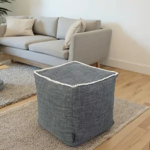 Louis Donné 45x45 Small Square Foot Rest Pouf Cover - Stool Cover for Ottoman, Washable Pet Friendly Storage Bag for Clothes Toys, Breathable Eco-Friendly Durable Wrinkle Resistant Boho Cotton