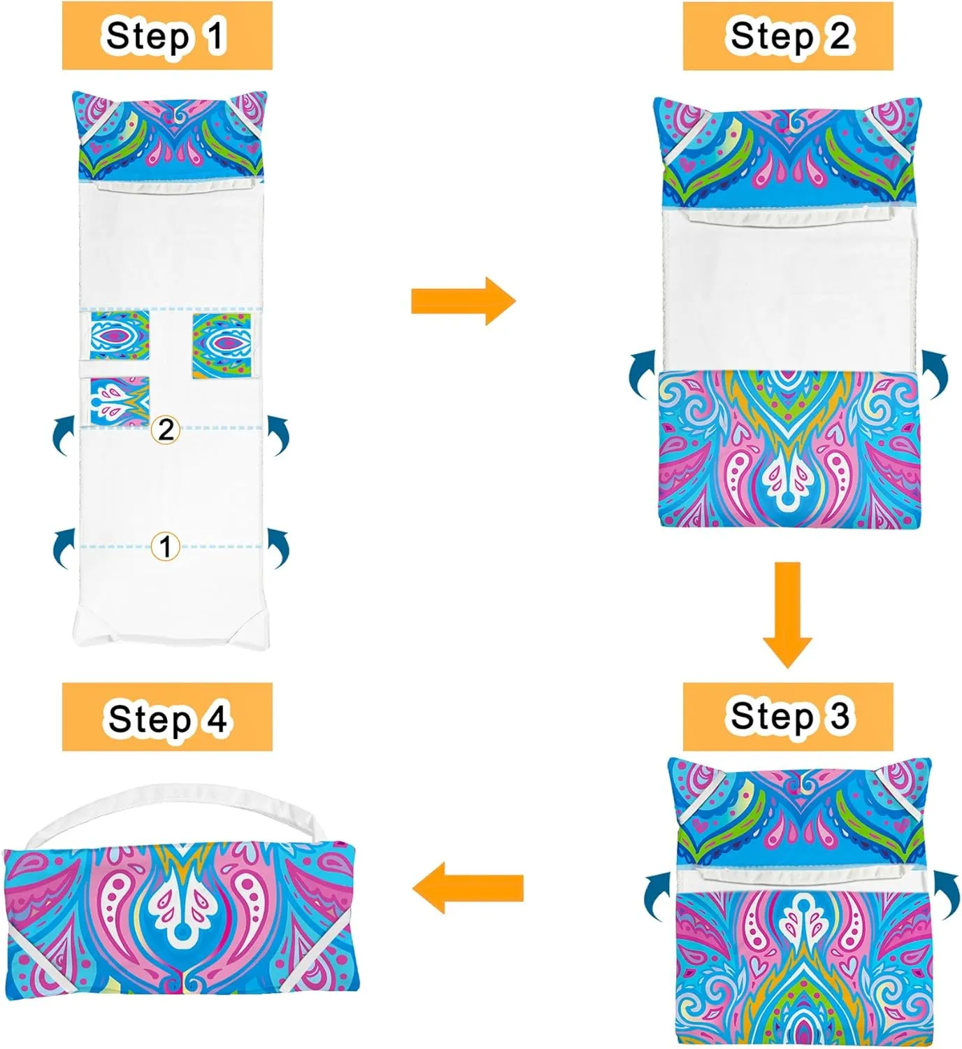 Lounge Chair Towel Cover, Chaise Lounge Cover, Beach Chair Covers with 3 Pockets for Trips Beach Pool Garden Sunbathing Courtyard, 85 x30 in, Mandala Style Green Blue
