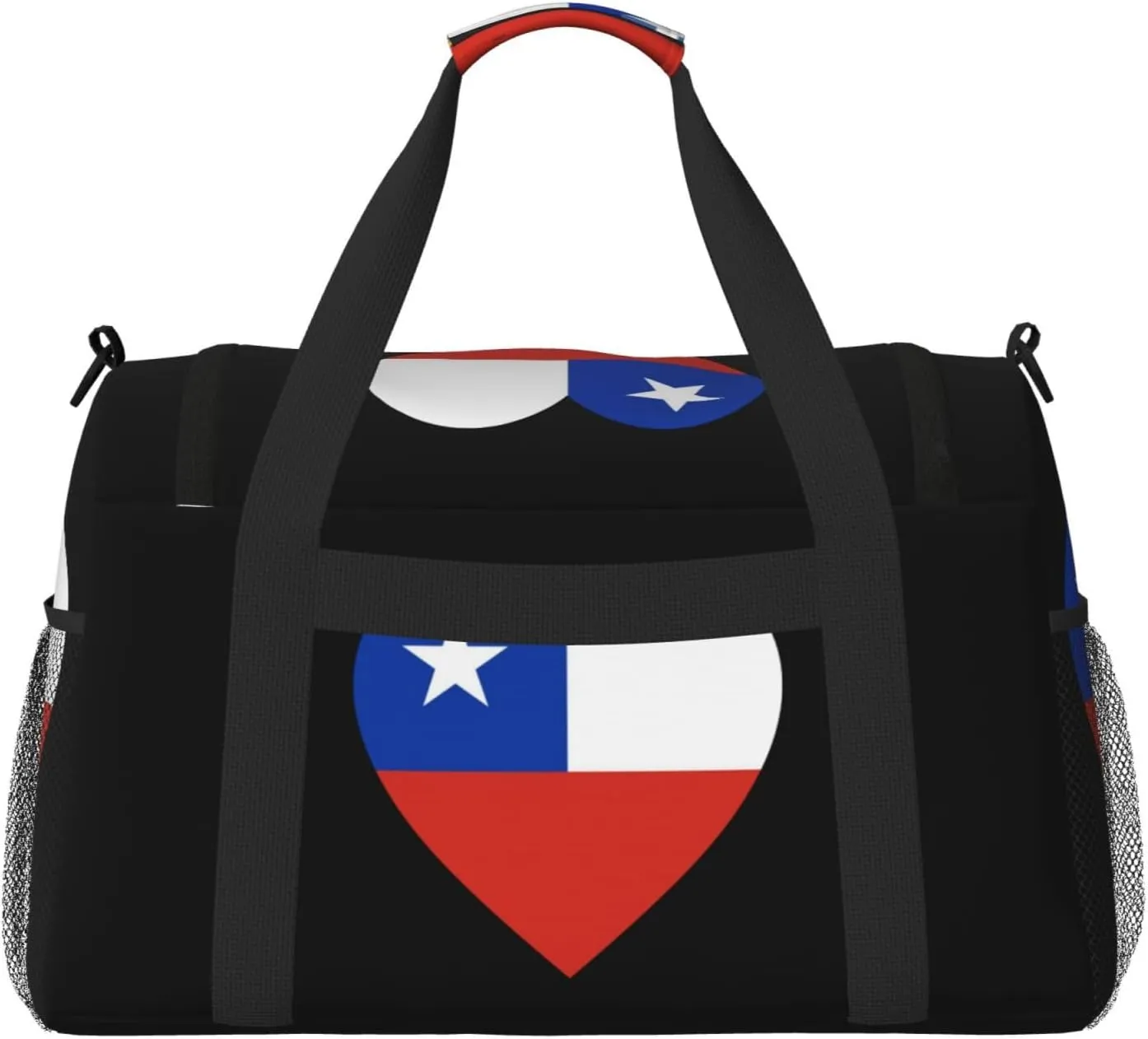 Love Chile Flag Travel Duffel Bag Large Foldable Waterproof Overnight Bag For Beach Swim Bags Pool Sports Gym