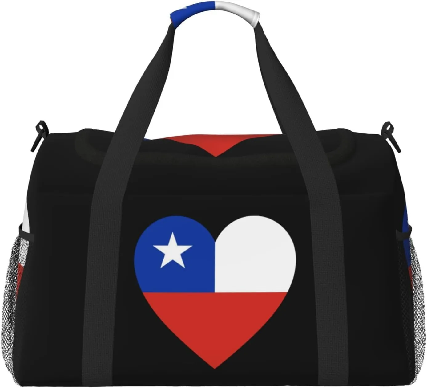 Love Chile Flag Travel Duffel Bag Large Foldable Waterproof Overnight Bag For Beach Swim Bags Pool Sports Gym