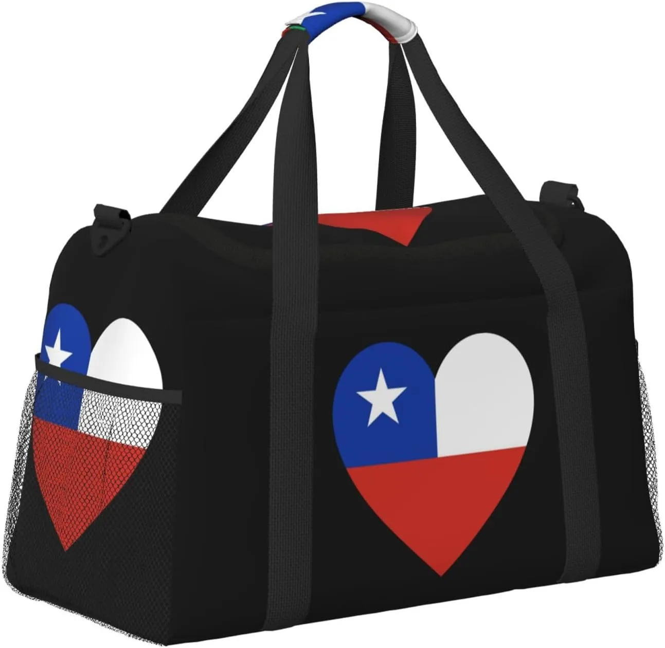 Love Chile Flag Travel Duffel Bag Large Foldable Waterproof Overnight Bag For Beach Swim Bags Pool Sports Gym
