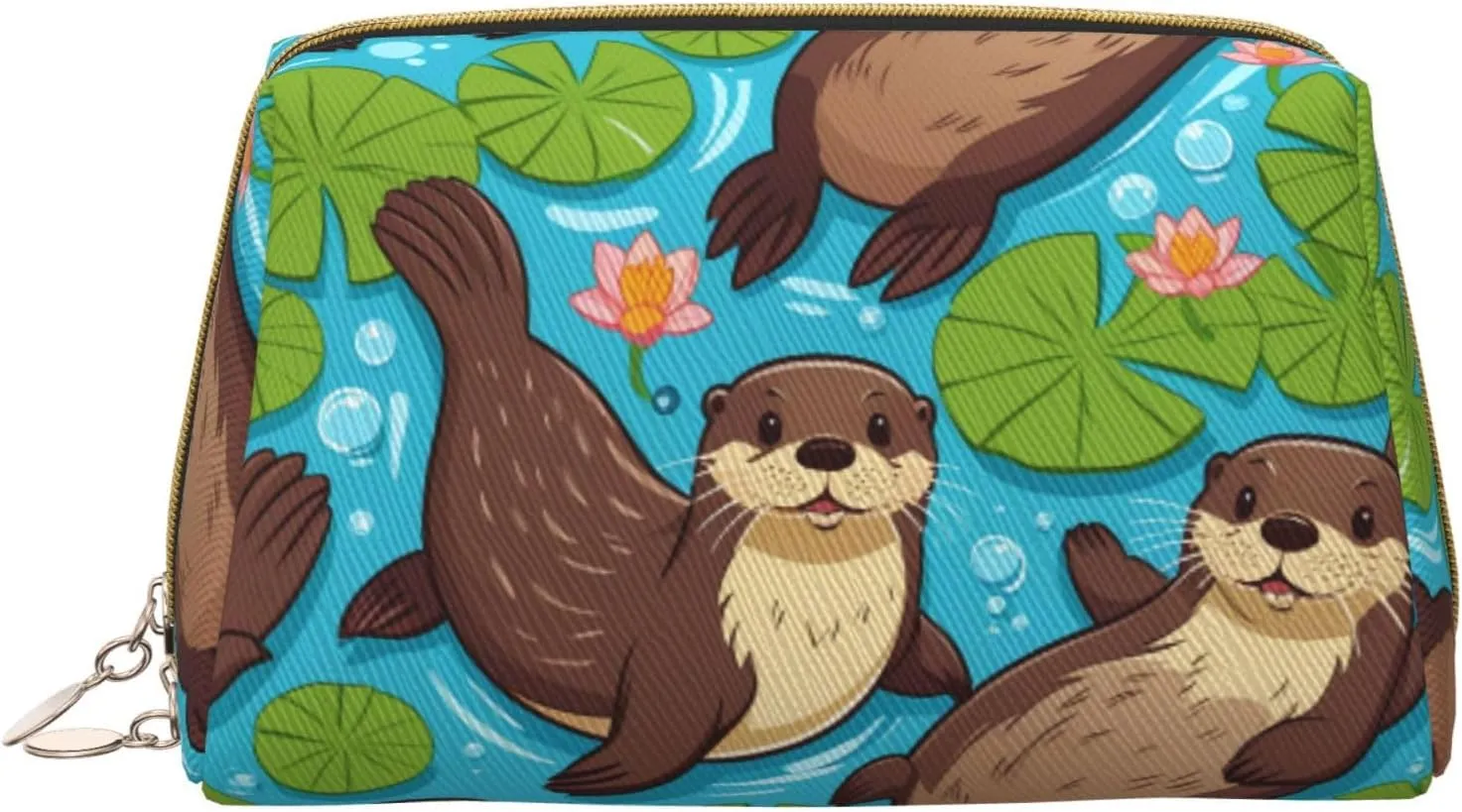 Love Otter Printed Small Makeup Bag,Travel Cosmetic Bag Purse with Zipper,Water-resistant Makeup Organizer Bag for Women