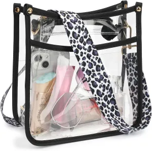 LOXOMU Clear Crossbody Bag Stadium Approved - Clear Purses for Women with Adjustable Strap Clear Shoulder Bag for Concerts