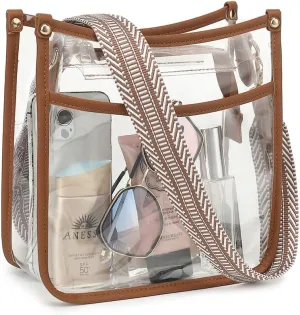 LOXOMU Clear Crossbody Bag Stadium Approved - Clear Purses for Women with Adjustable Strap Clear Shoulder Bag for Concerts
