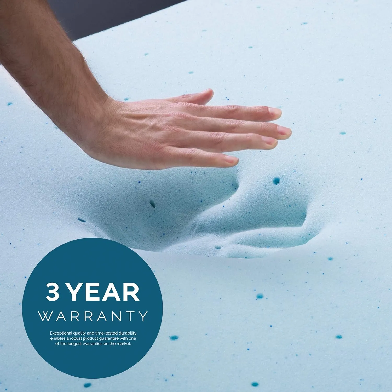 Lucid 3 Inch Mattress Topper King - Gel Infused Memory Foam – Memory Foam Mattress Topper King – Ventilated Design – CertiPur Certified, Light Blue