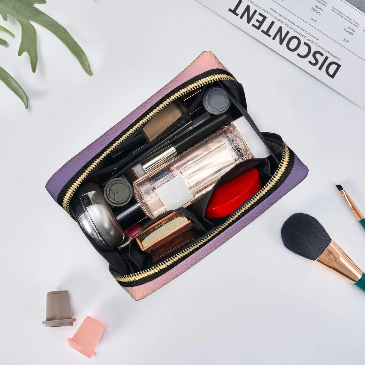 Luminous Lagoon Printed Small Makeup Bag,Travel Cosmetic Bag Purse with Zipper,Water-resistant Makeup Organizer Bag for Women
