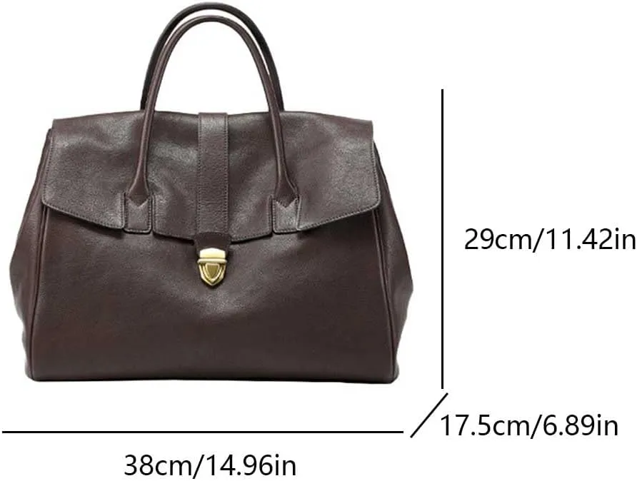Lushandy Genuine Leather Tote Bag for Women, Luxury Top-Handle Handbag Designer Satchel Bag Large Work Tote Bag Purse
