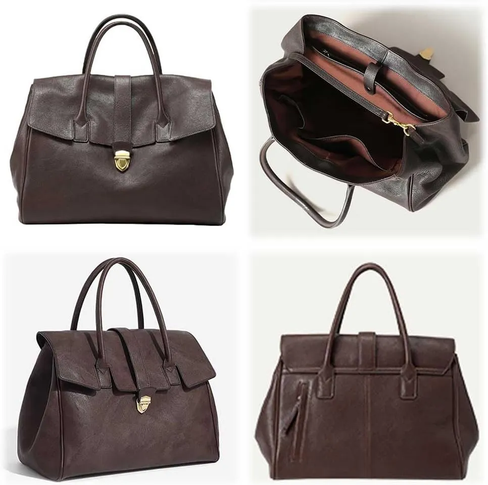 Lushandy Genuine Leather Tote Bag for Women, Luxury Top-Handle Handbag Designer Satchel Bag Large Work Tote Bag Purse