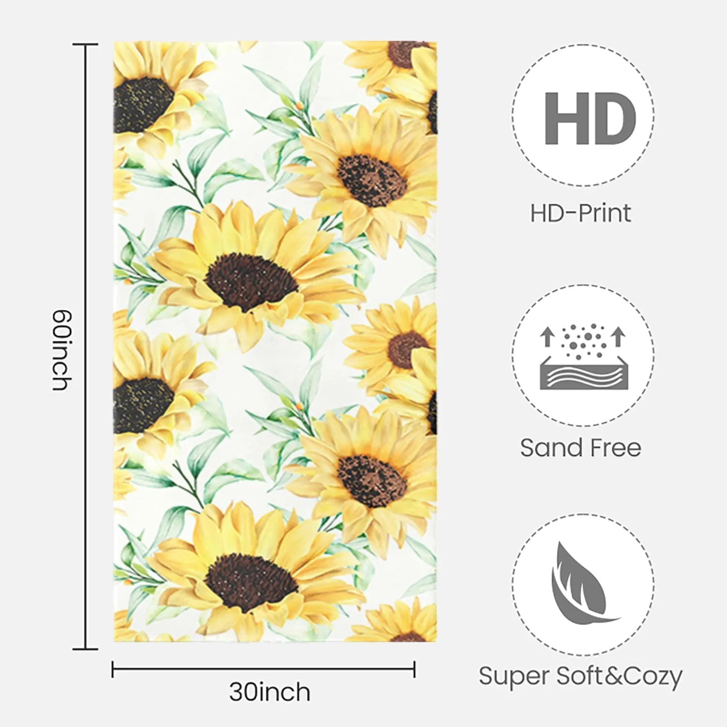 Luxury Beach Towel 30*60inch, Soft Microfiber Beach Towels, Ultra Absorbent, Quick Drying, Extra Large Swimming Towel, Oversize Sand Free, Beach Vacation Essentials for Beach Pool Vacation Supplies