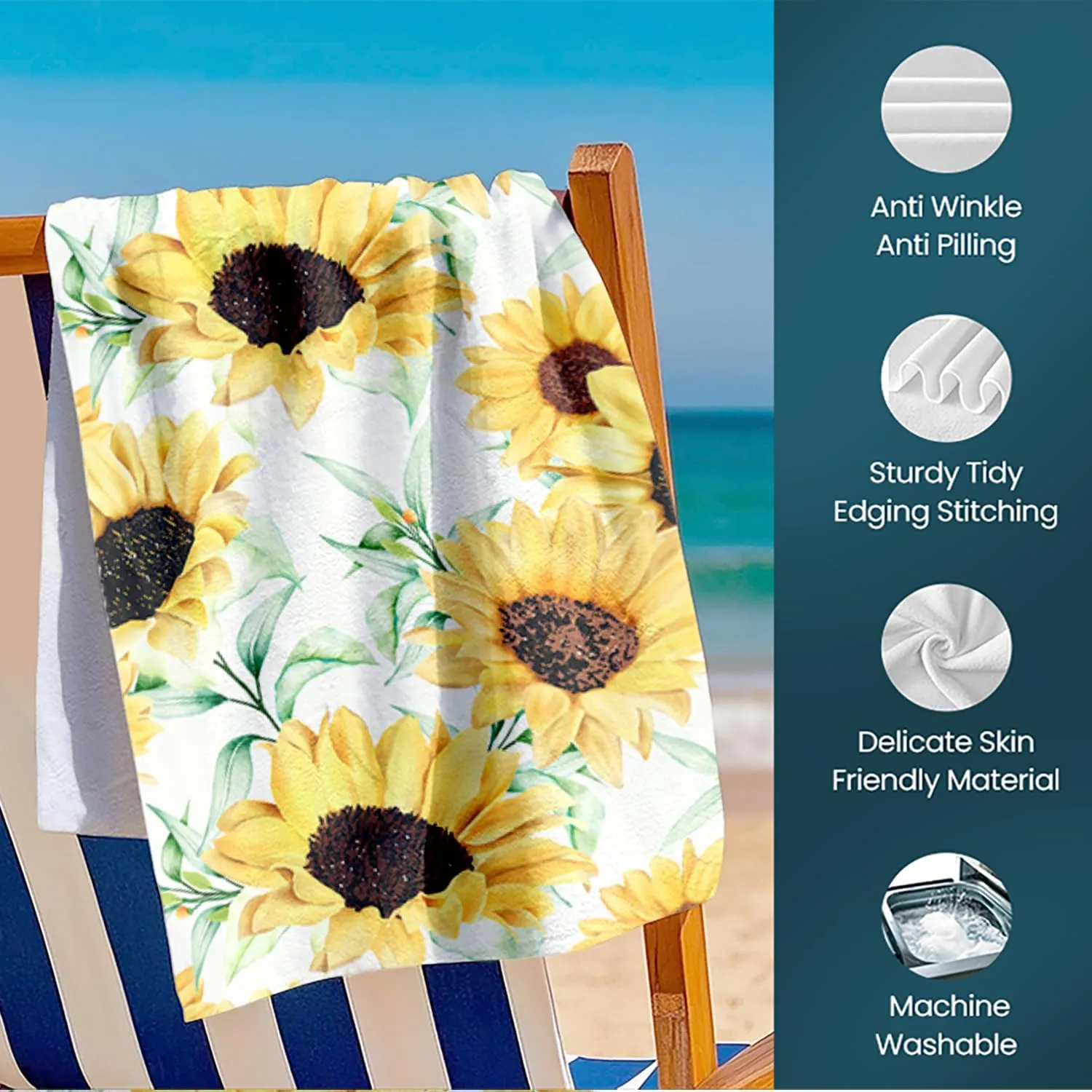 Luxury Beach Towel 30*60inch, Soft Microfiber Beach Towels, Ultra Absorbent, Quick Drying, Extra Large Swimming Towel, Oversize Sand Free, Beach Vacation Essentials for Beach Pool Vacation Supplies