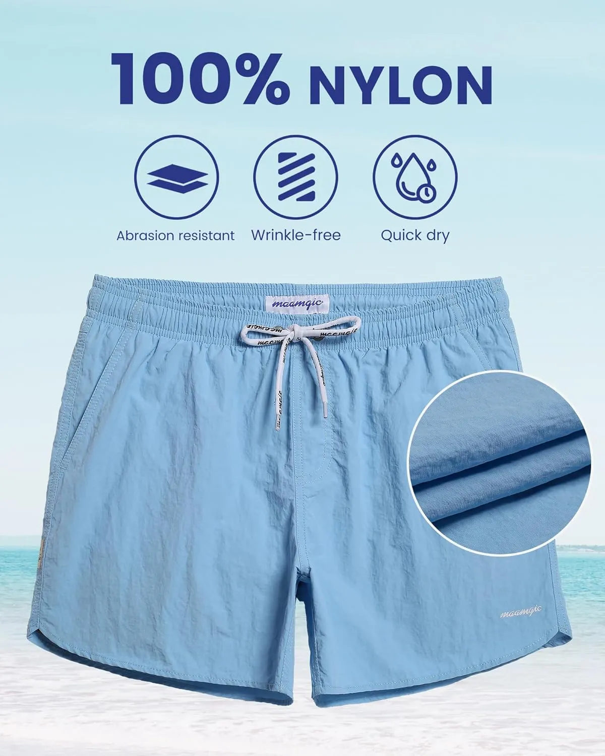 maamgic Mens Swim Trunks 5" with Mesh Lining Quick Dry Bathing Suits for Men Swim Shorts Swimwear