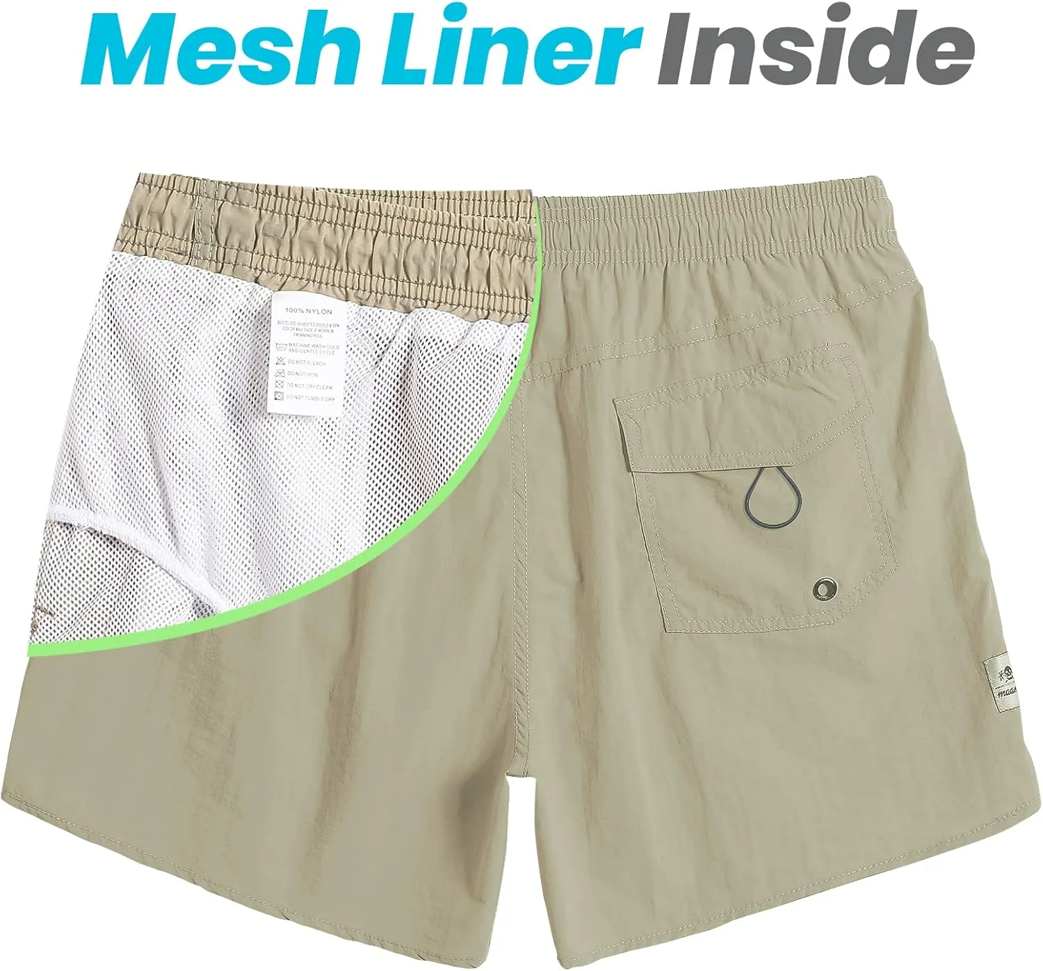 maamgic Mens Swim Trunks 5" with Mesh Lining Quick Dry Bathing Suits for Men Swim Shorts Swimwear