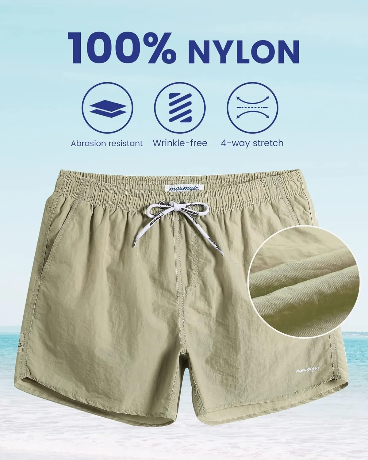 maamgic Mens Swim Trunks 5" with Mesh Lining Quick Dry Bathing Suits for Men Swim Shorts Swimwear