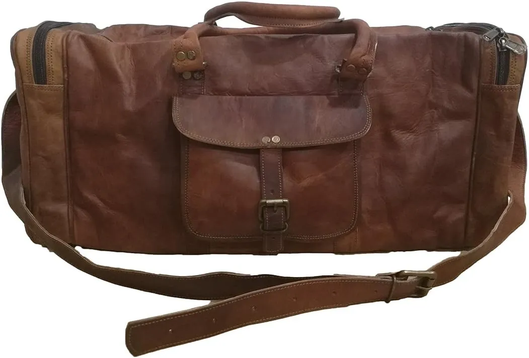 Madosh, Genuine Leather Shoulder Bag Travel Luggage Vintage Duffle Clothing Carry on Duffel